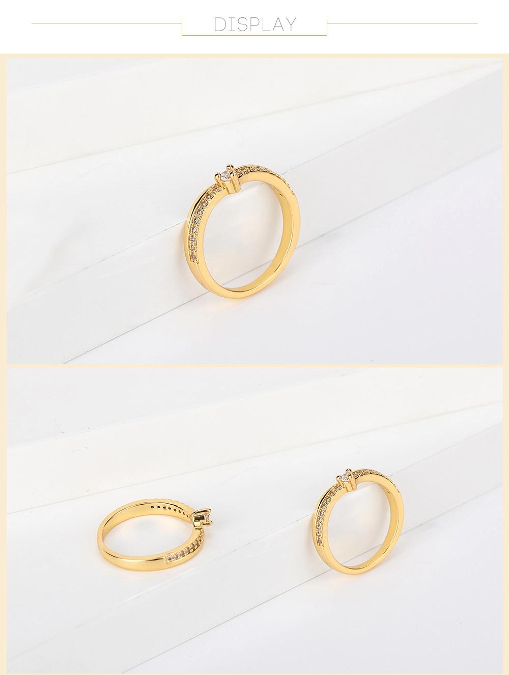 Simple Design Cubic Zirconia Brass Ring Fashion Eternity Ring