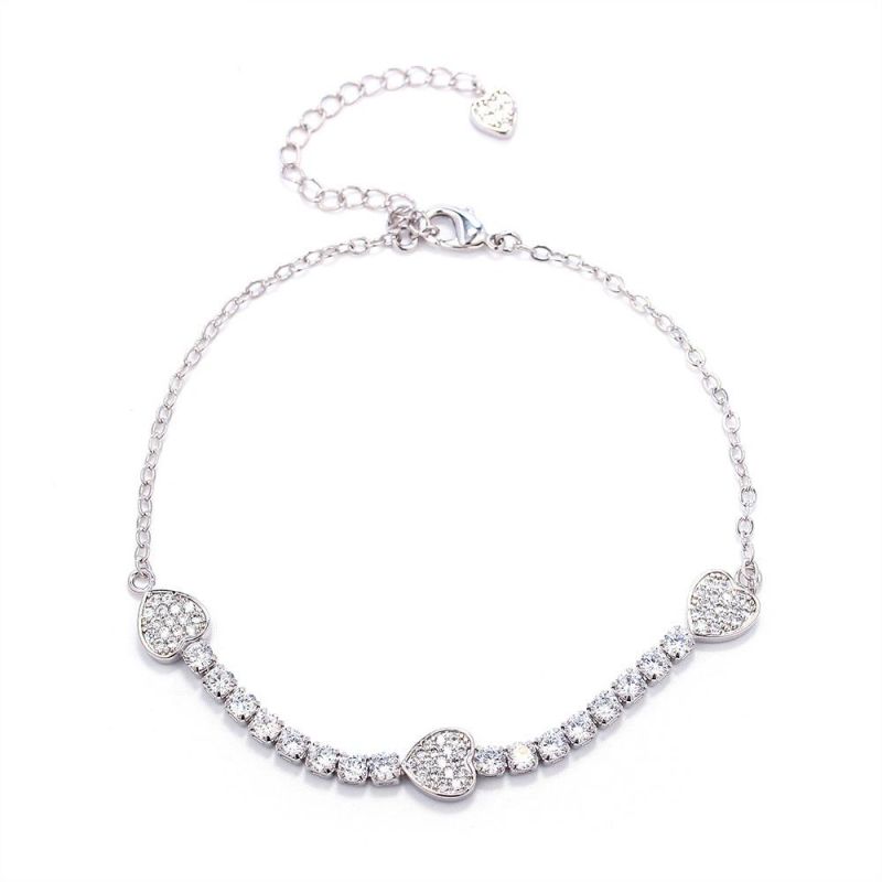 Wholesale Fashion Luxury Jewelry New Arrival Heart Zircon Chain Bracelet