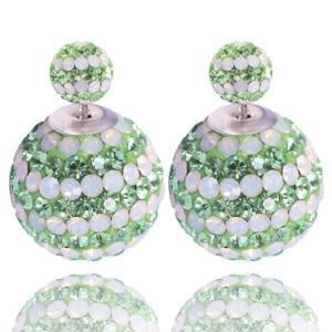 Fashion Double Faced 925 Silver Crystal Opal and Olive Earring