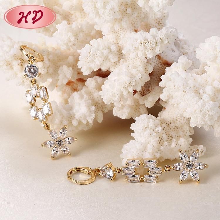 2020 New Fashion Designs Jewelry 18K Gold AAA CZ Stone Long Drop Earring Women