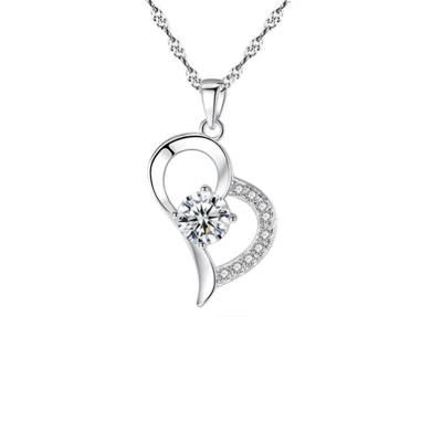 Wholesale Plated Copper Pave Zircon Necklace Heart Shaped Jewelry