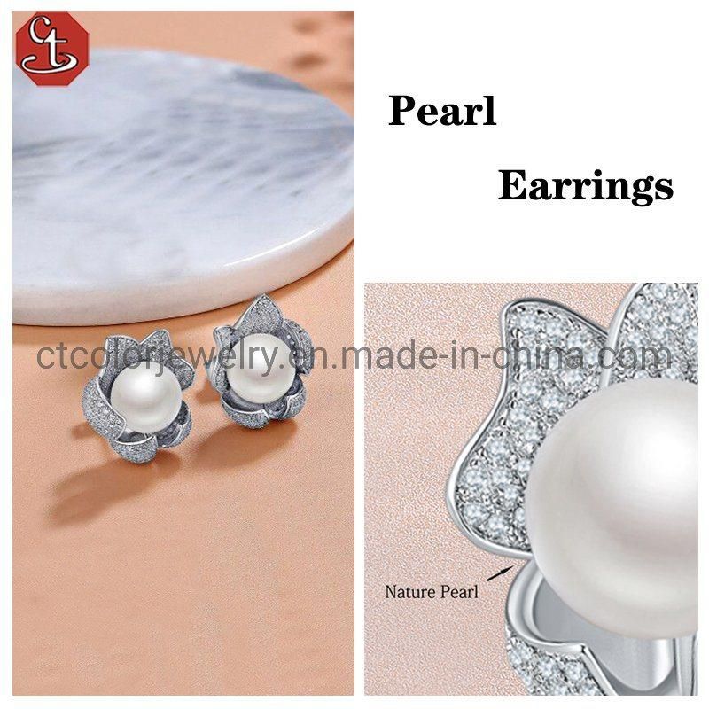 Costume jewelry 925 silver earrings wholesale factory price pearl earrings