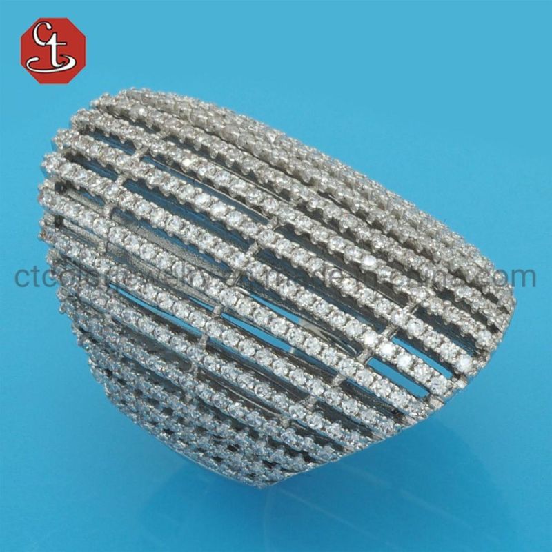 Luxury Women Ring AAA Cubic Zirconia Shiny Crystal Multi-Layered Design Fashion Jewelry for Wedding Party Dating Gift