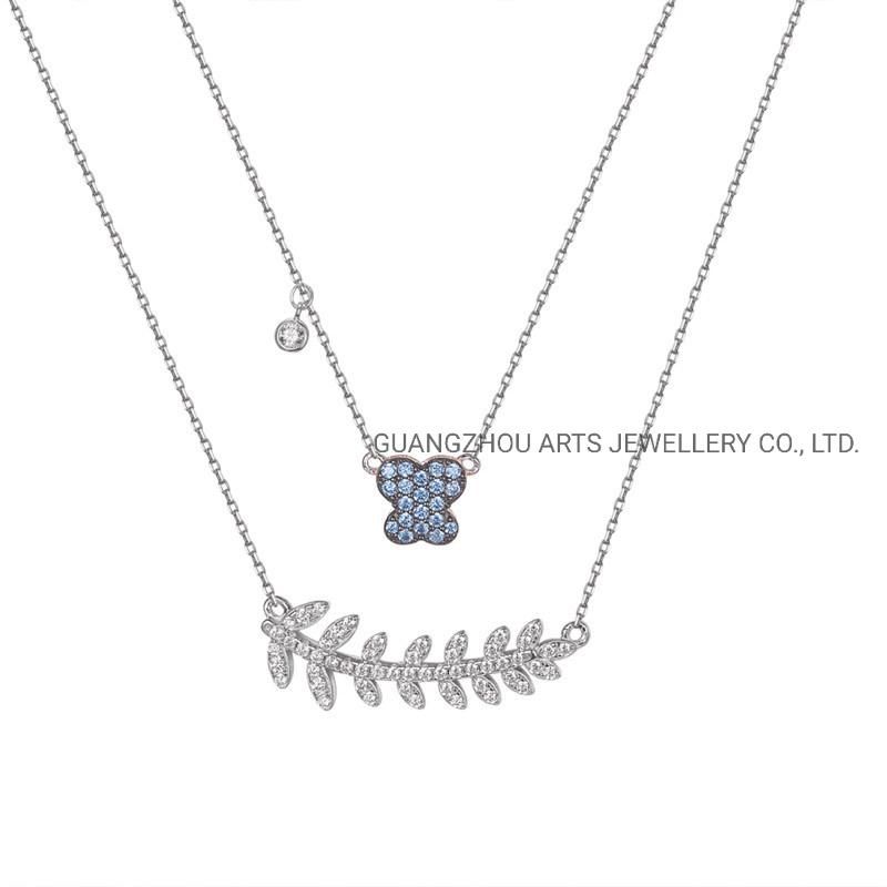 CZ & Spinels The Double Layer Chains Silver Necklace