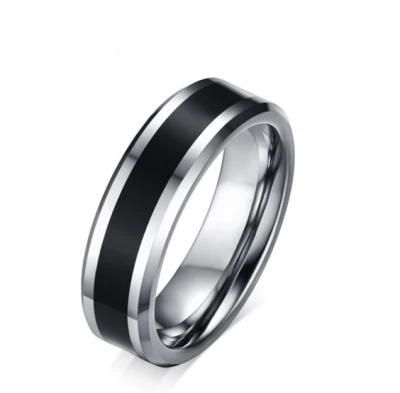 Korea Version Creative Jewelry Wholesale 6mm Tungsten Steel Drop Rubber Men&prime; S Ring