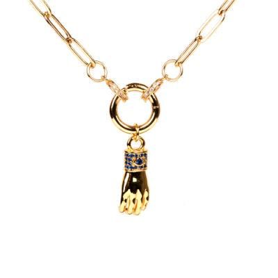 Jewellery Hip Hop Gold Plating Copper Hand Pendant Necklace
