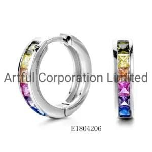 Fashion Rainbow Hoop Earring Jewelry High Quality Silver Earring