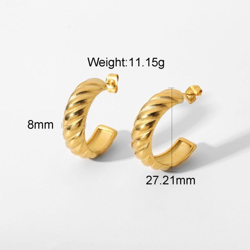 Fashion C Shape Stainless Steel Earrings