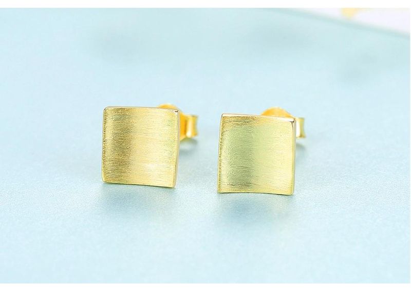 Silver Cubic Zirconia Hiphop Ear Studs Square Design
