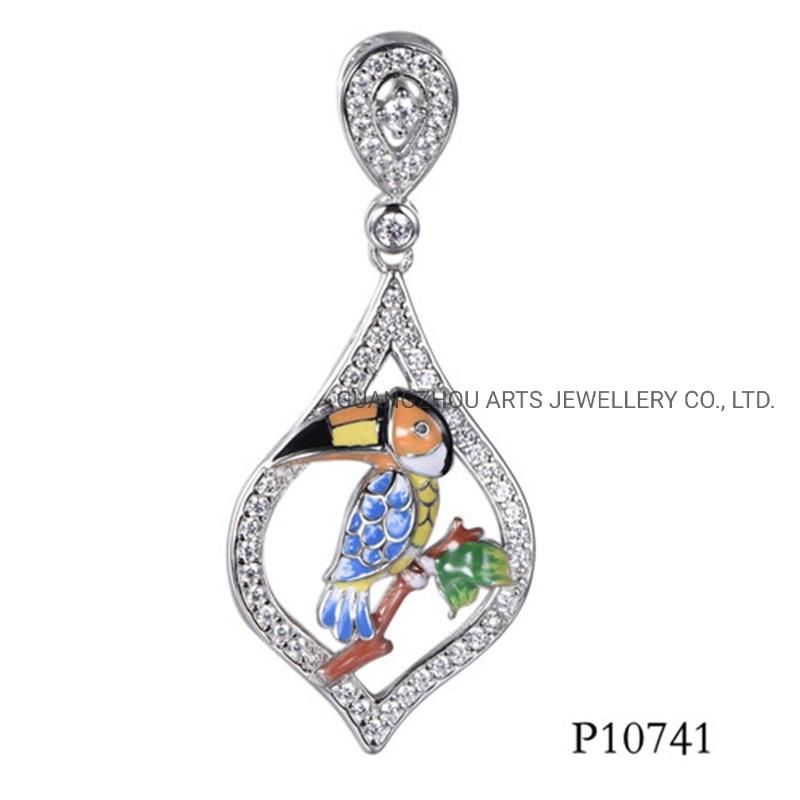 Enamel Jewelry Arrogant Peacock 925 Silver Pendant