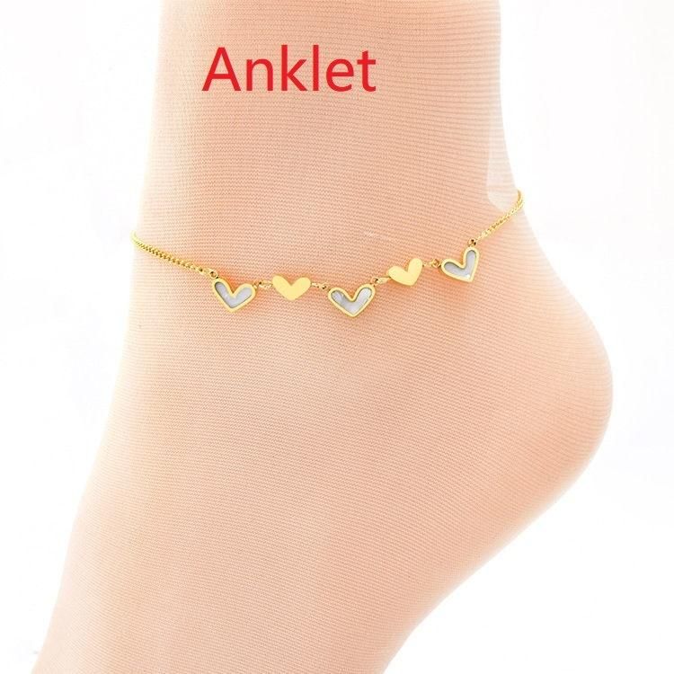 Manufacturer Customized Stainless Steel Jewelry High Quality Waterproof Heart-Shaped Anklet Jewelry Supplier Stainless Steel Fashion Jewelry