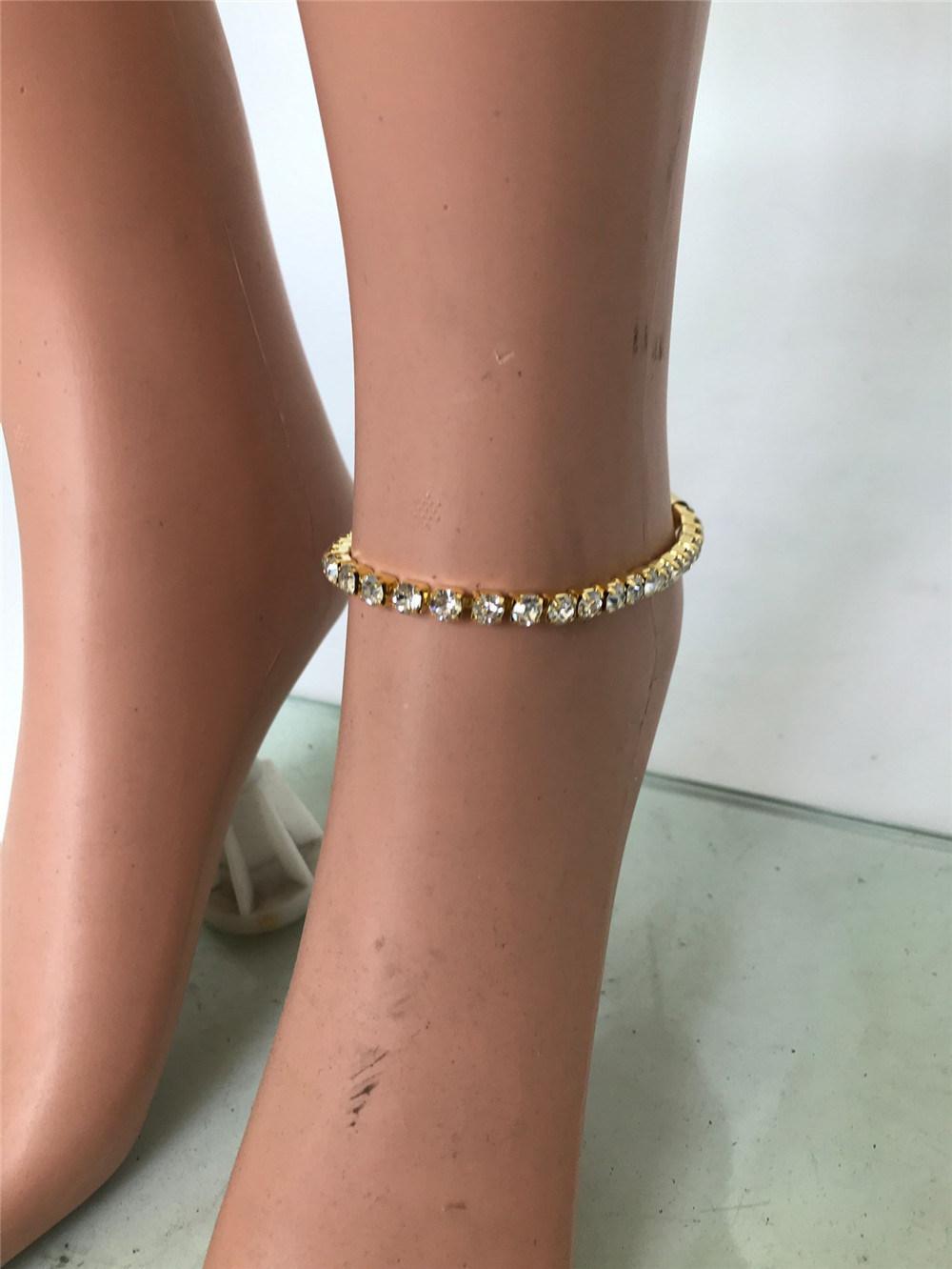 Hip Hop Cube Zirconia Diamond Leg Chain Oversized Diamond Anklet Women