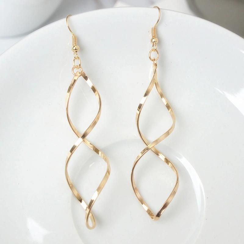 High Quality Fashion Double Loop Wave Drop Earrings Wedding Jewelry
