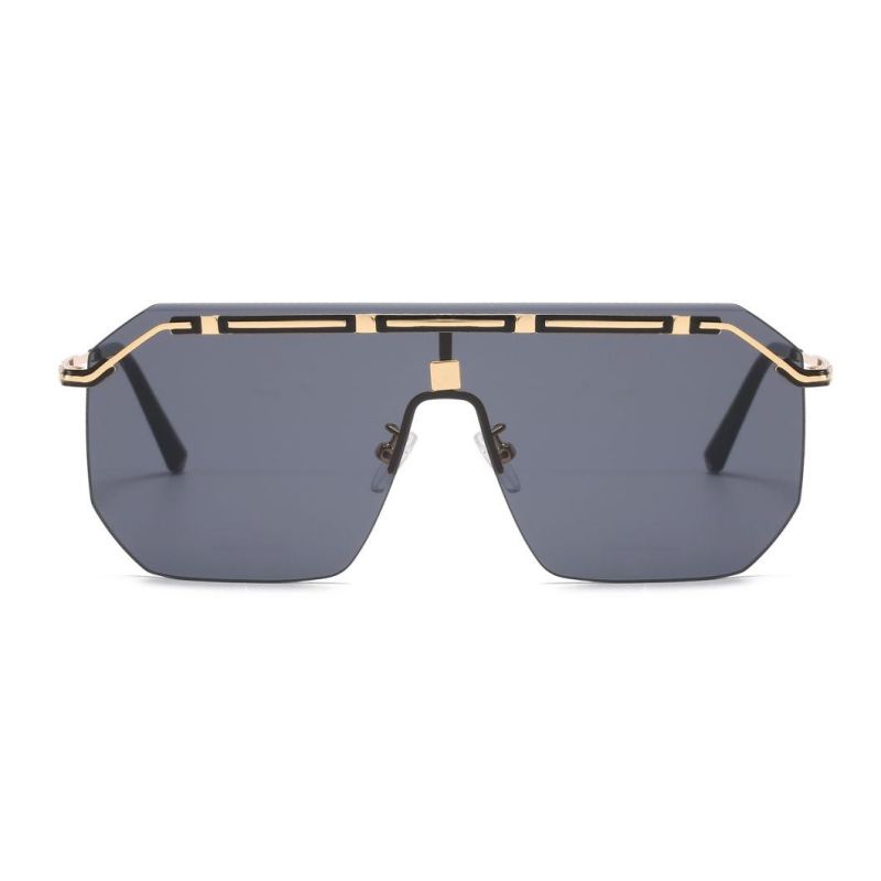 2020 No MOQ Fashion One Piece Oversize Metal Sunglasses