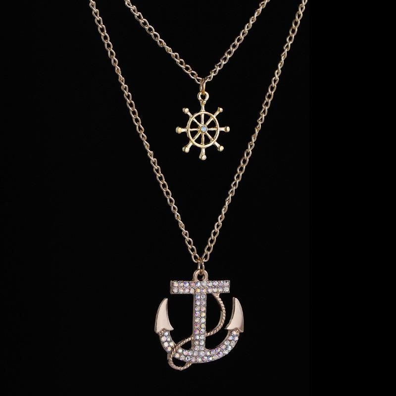 Fashion Anchor Cargo Navy Necklace Double Sweater Chain Necklace
