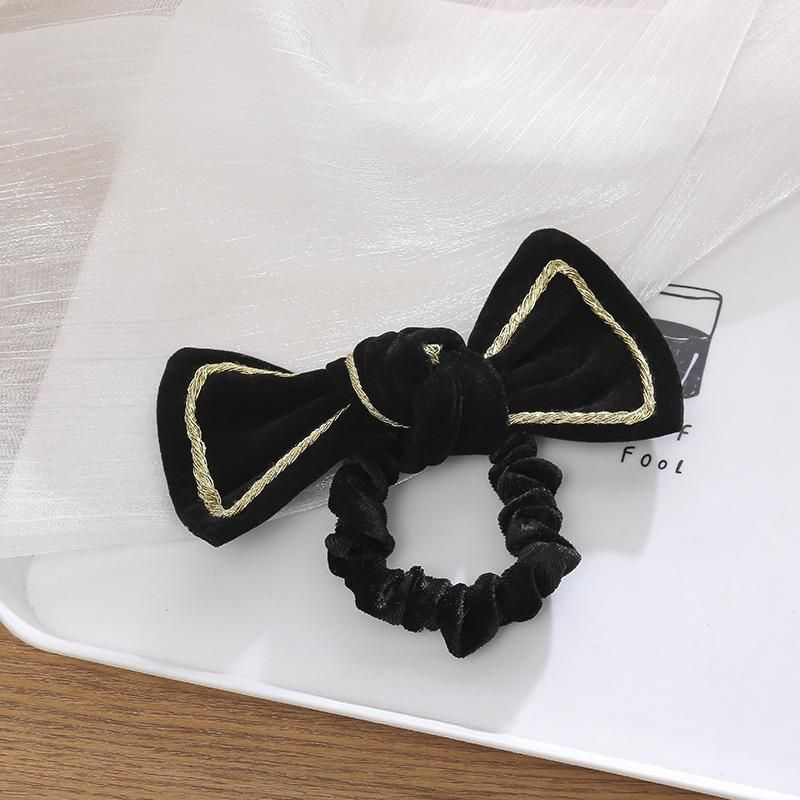 Fashion Jewelry Gold Velvet Large Bow Hair Rope