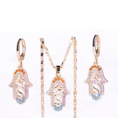 Wholesale Costume Zircon Champaign Gold Plated Jewelry Sets for Gift
