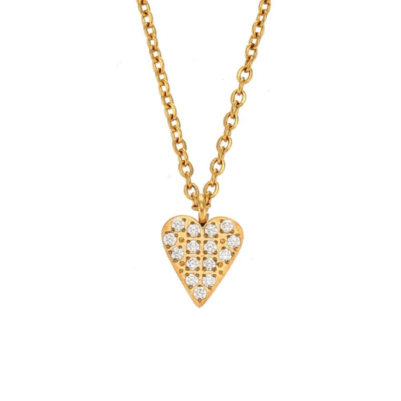 Manufacturer Customized Fashion Jewelry Ins Fashion Simple Temperament Versatile Necklace Jewelry Stainless Steel Zircon Love Pendant Necklace