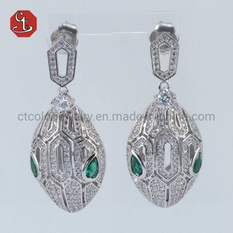 Snake Jewelry Zirconia Dangle Earrings Silver or Brass Earrings Party Jewelry