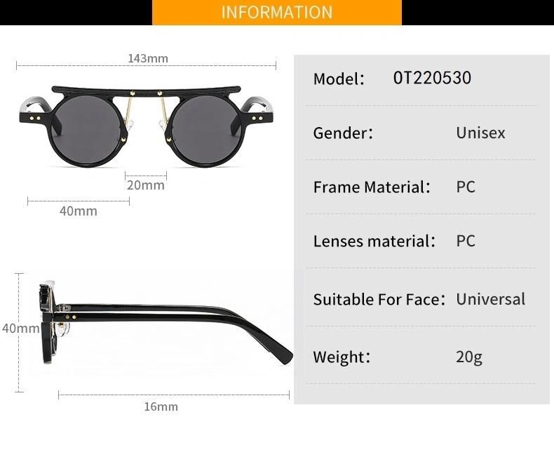 2022 Vintage Men Sunglasses Retro Showing Face Small Shades Glasses