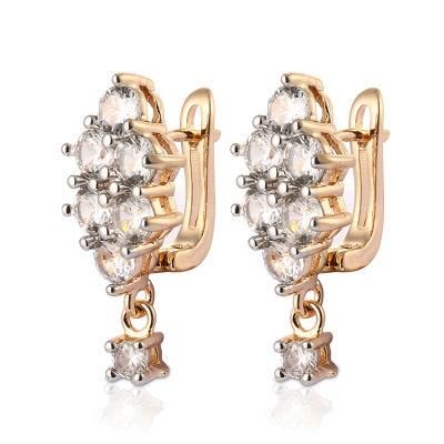 Fashion Costume Jewelry Women 14K 18K Gold Plated Imitation CZ Pearl Hoop Huggie Earring