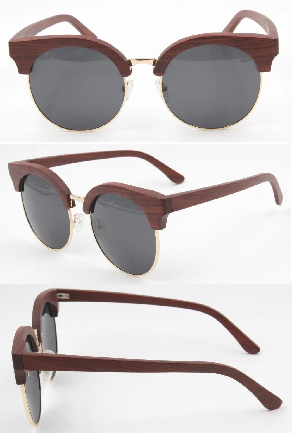 Wood Bamboo Sunglasses in High Quality with Bamboo Cases Hy002