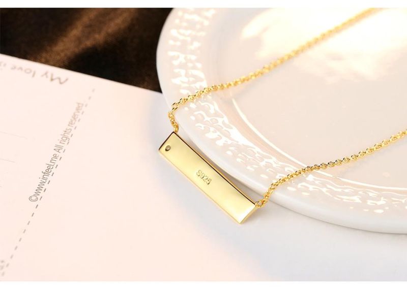 Simple Gold Strip Chain with Cubic Zircon Necklace