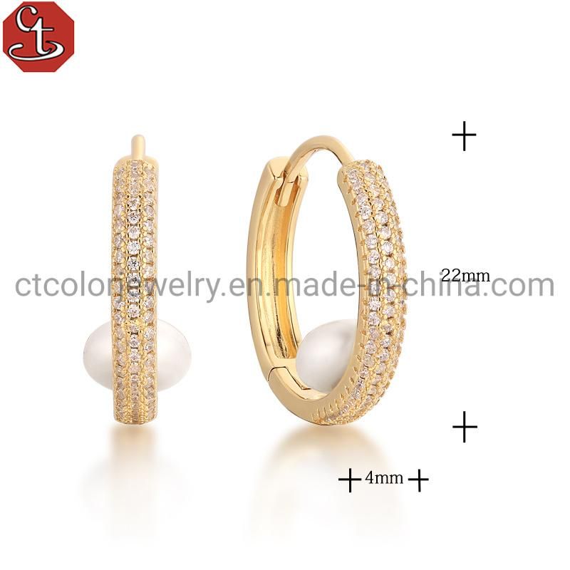 Wholesale Pirce Fashion Jewelry Earrings 925 Sterling Silver 18K Gold Silver Earring Customized Design Natural Pearl Hoop Earring Jewellery
