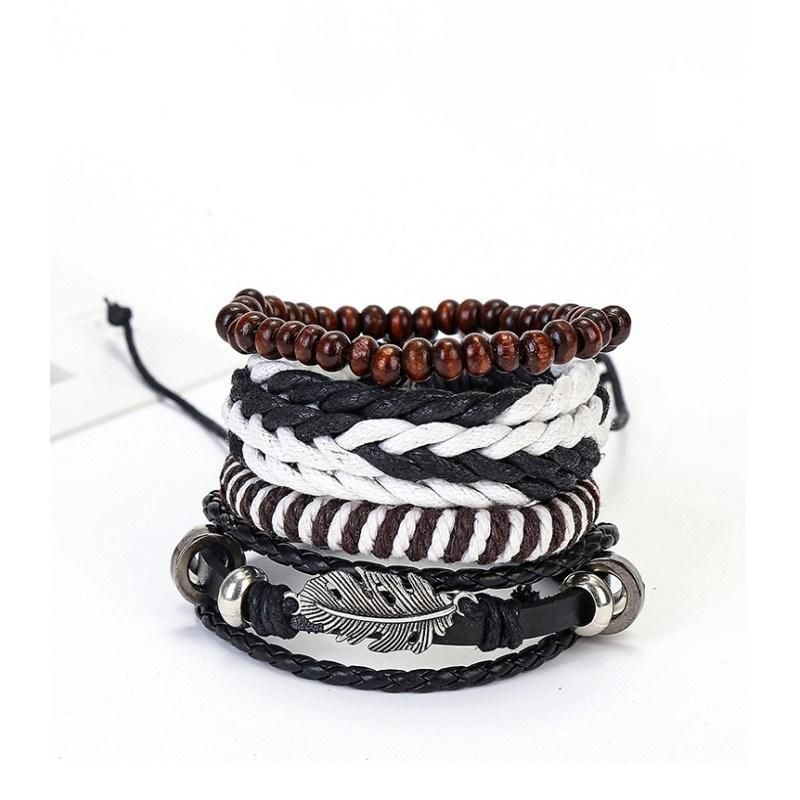 Fashion Vintage Charm Leather Bracelet Men Jewelry