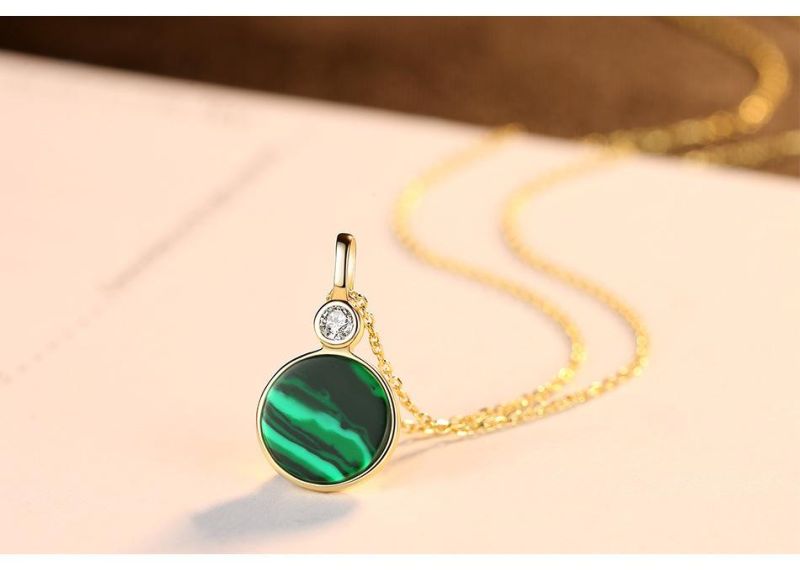 Fashion 925 Sterling Silver Jewelry Charm Necklace with Malachite