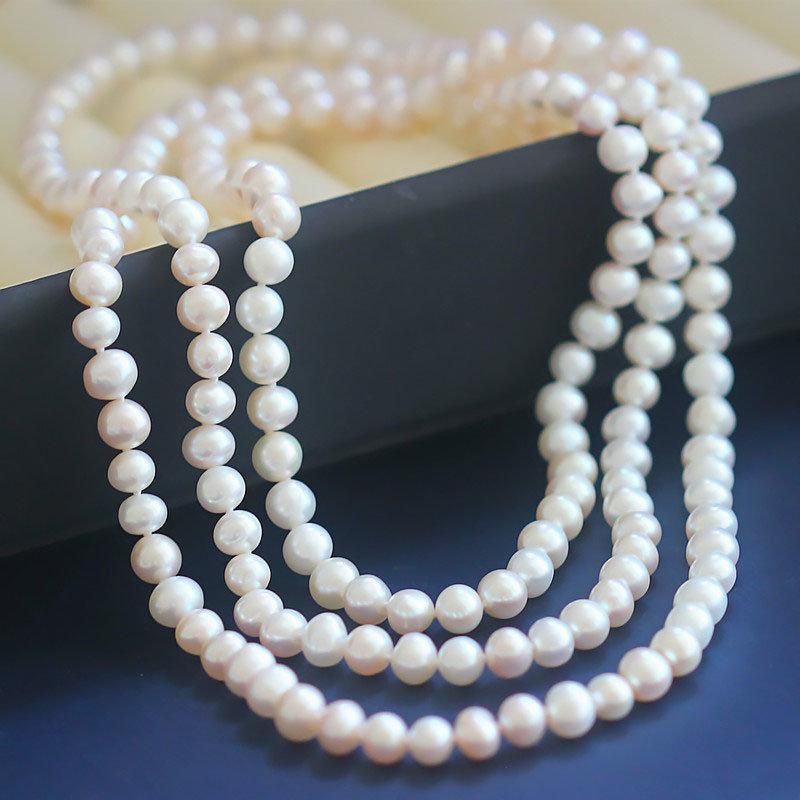 Classic Fashion Long Round Natural Cultured Freshwater Pearl Sweater Necklace (XL120048)