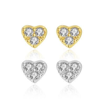 Cute Stub Earring for Women Heart Shaped Earrings with Crystals