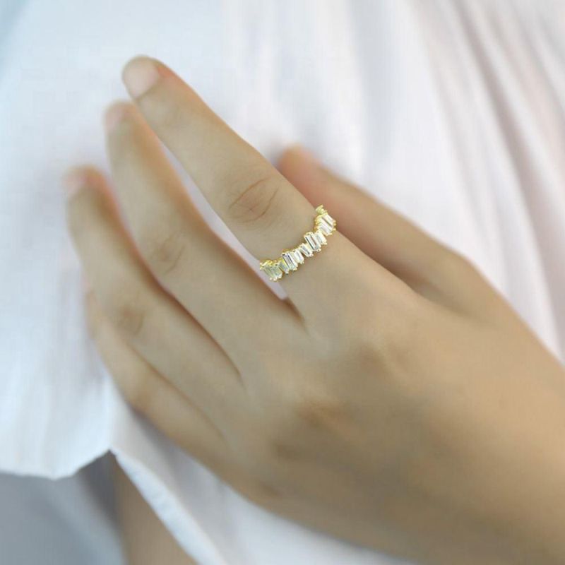 925 Sterling Silver Ring Square Cubic Zircon Adjustable Ring Women Fashion Wedding Fashion Jewelry