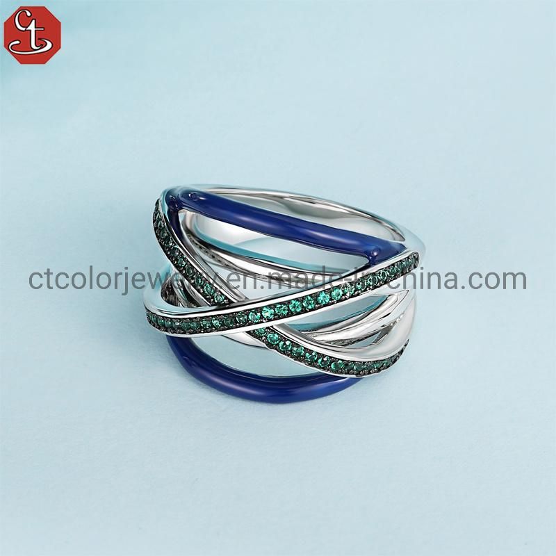 New fashion jewelry shining Ring synthetic grenn crystal Enamel Ring for gift