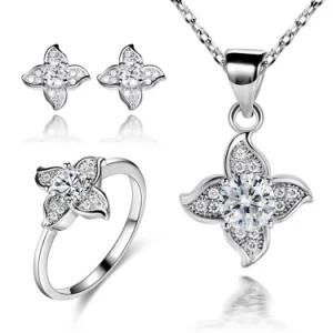 Halo Designed 925 Sterling Silver Wedding Jewelry Set