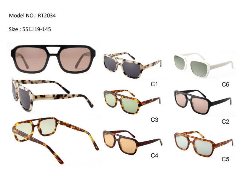 2022 Brand New Double Bridge Hand Made Acetate Sunglasses Cr39 Fancy Lens High Quality Luxury Collection
