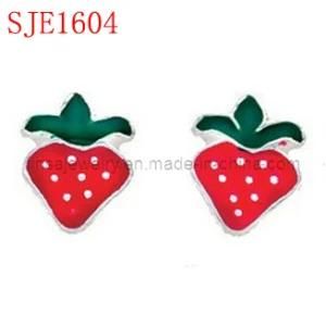 Cute Girls Stainless Steel Strawberry Earrings (SJE1604)