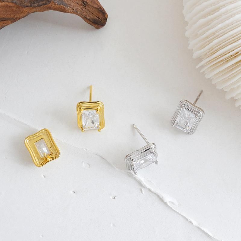 Fashion Simple Geometric Square Zirconia Earrings Jewelry