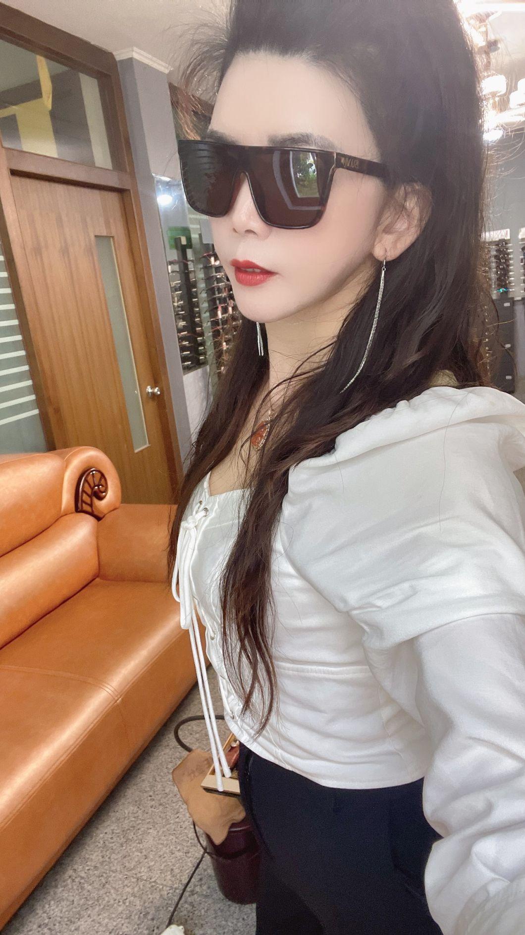 Mzhs220304-Oversize Sunglasses One Piece Fashion Women Men Sunglasses Tortoise Square Sunglasses