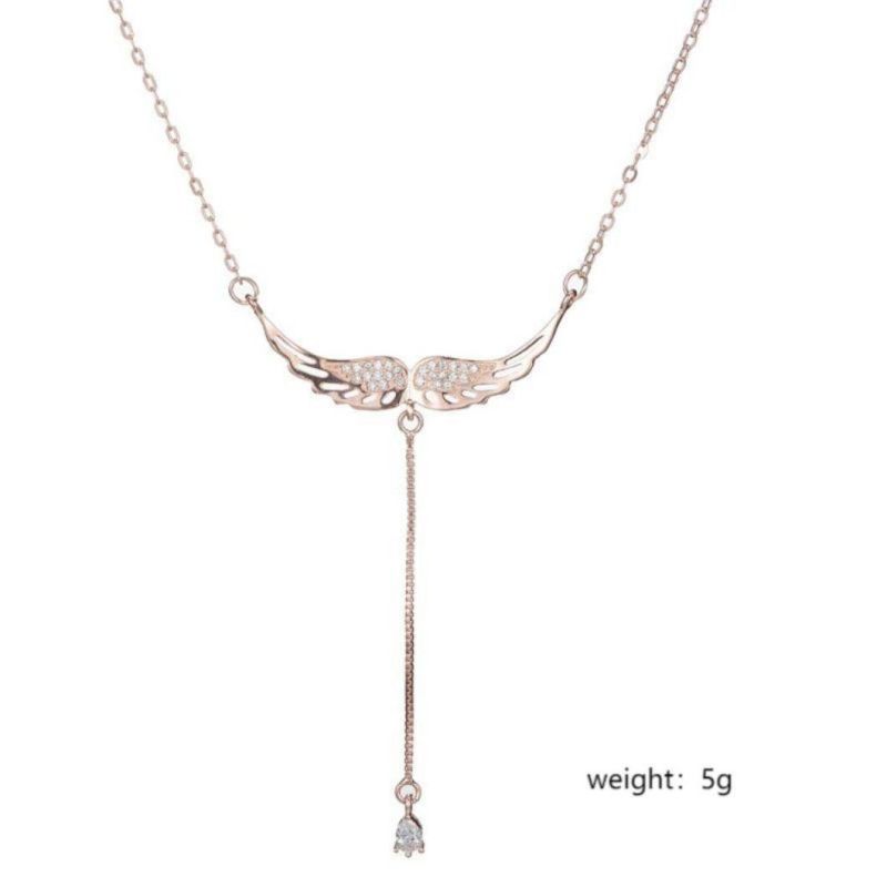 925 Sterling Silver Necklace Angel Pendant Zircon Collarbone Chain Woman Accessories Valentine′ S Day Gift Necklace