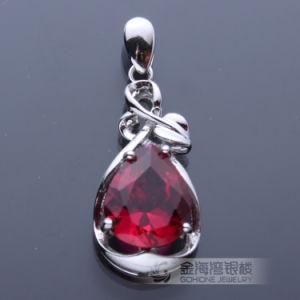 Fashion Big Ruby Stone Royal 925 Silver Pendant