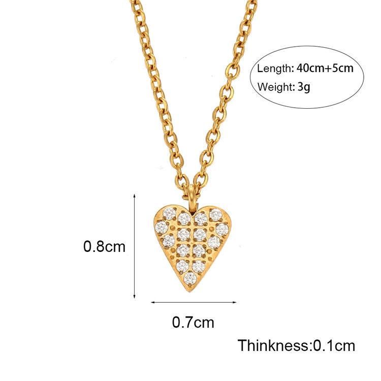 Factory Customized Fashion Jewelry Ins Fashion Simple Temperament Versatile Love Pendant Jewelry Stainless Steel Zircon Pendant Necklace