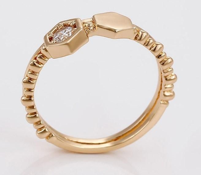 Fine Jewelry 18K Gold Plated Diamond Finger Rings, Single Stone Ring Unique Designs for Girl