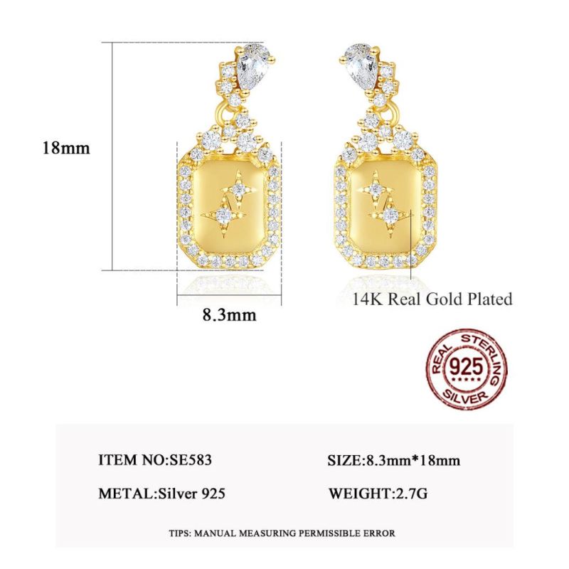 Luxurious Fashion Jewelry Ear Silver Stud Earrings