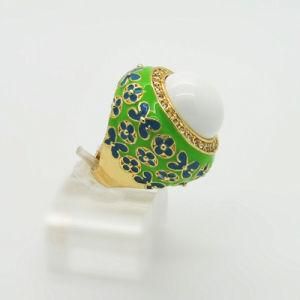 The Fashion 18k Gold Green Rings Ladies Stylish Jewelry Round Shape Ring (R130003)