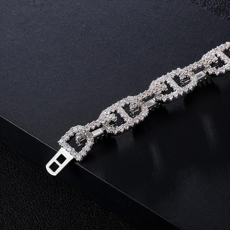 Hot Copper Lock Shape Chain Bracelet with Zircon