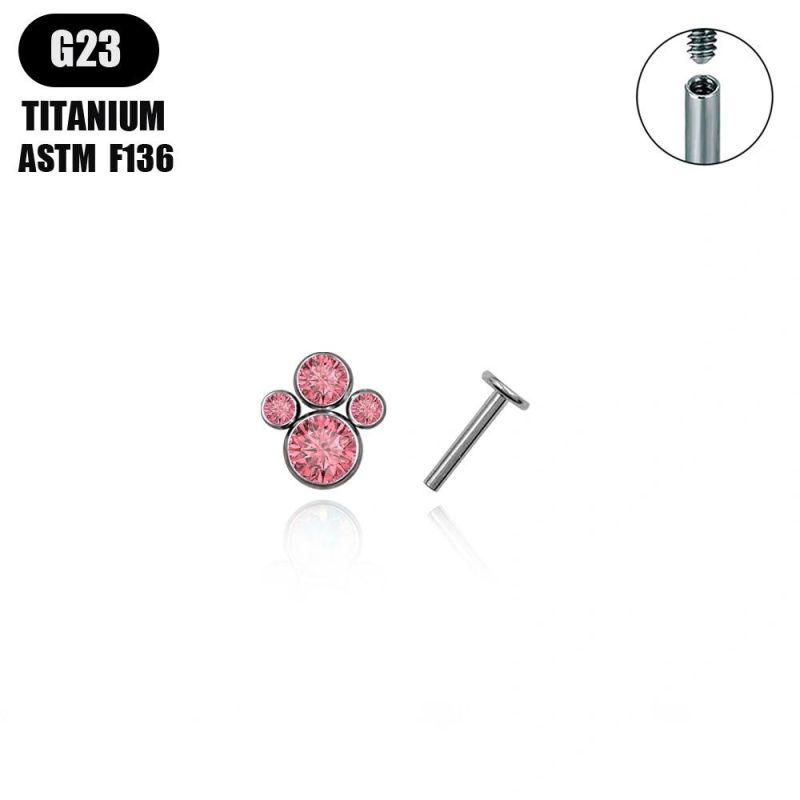 New ASTM F136 Titanium Internally Threaded Labret Setting Opal or 5A Zirconia Body Piercing