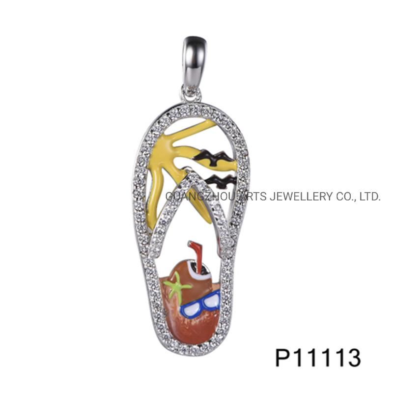 Wholesale Hawaii Style Enamel Shoe Silver Pendant