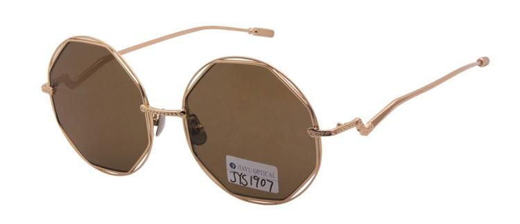 Fashion Special Design Personality Brown Vintage Circle Ladies Metal Sunglasses