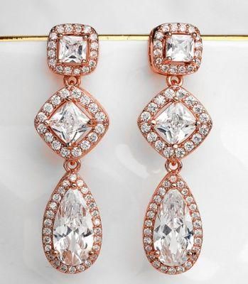 Rose Gold Earring Jewelry, Bridal CZ Earring Jewelry, Wedding Earring Jewelry.